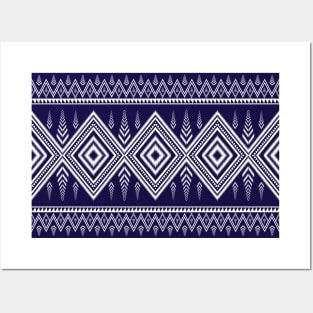 Beautiful tribal pattern in blue and white Posters and Art